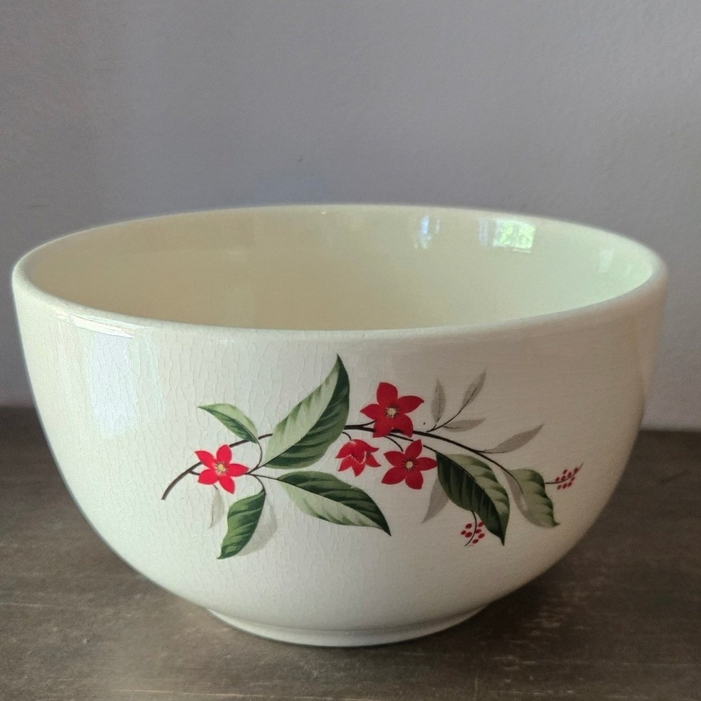Universal Cambridge‎ Calico Fruit Mixing Bowl Vintage Red Floral Cream 7.5 Inch⁶